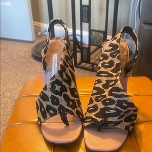 Diane Von Furstenberg Leopard Print Slingback Toe-Ring Sandals - Brown/Black